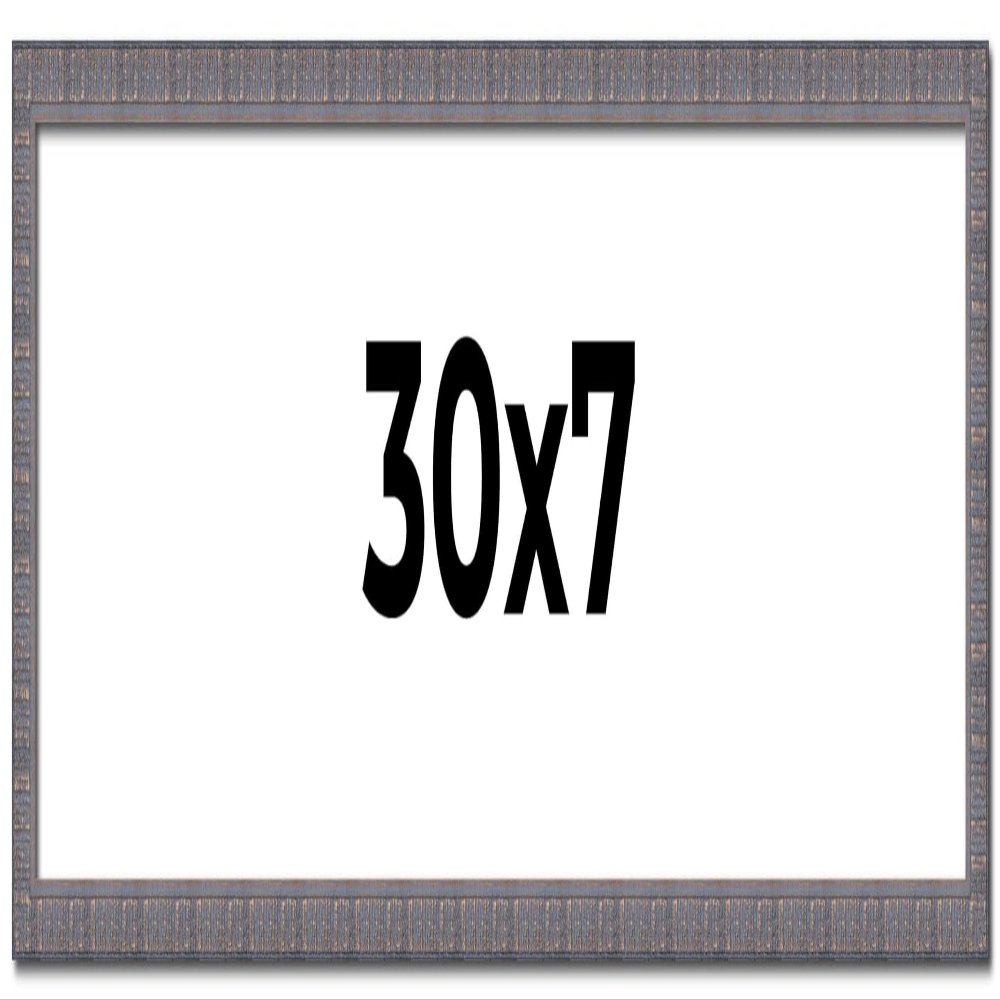 30x7 Frame Slate Blue Distressed Rustic Solid Wood Picture Frame | 0.75 Inch Moulding Width | Includes UV Acrylic Plexiglass, Acid Free Foam Backing Board and Hanging Hardware | Sonoma Collection