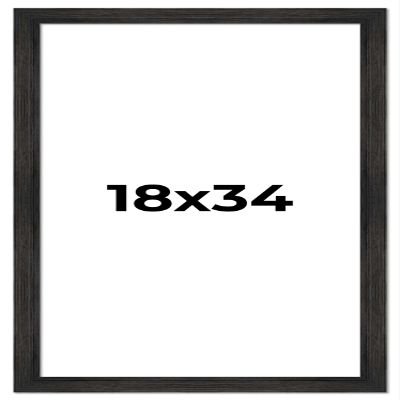 CountryArtHouse 18x34 Frame Black Barnwood Picture Frame Includes UV Acrylic Plexiglass, Acid Free Foam Backing Board and Hanging Hardware