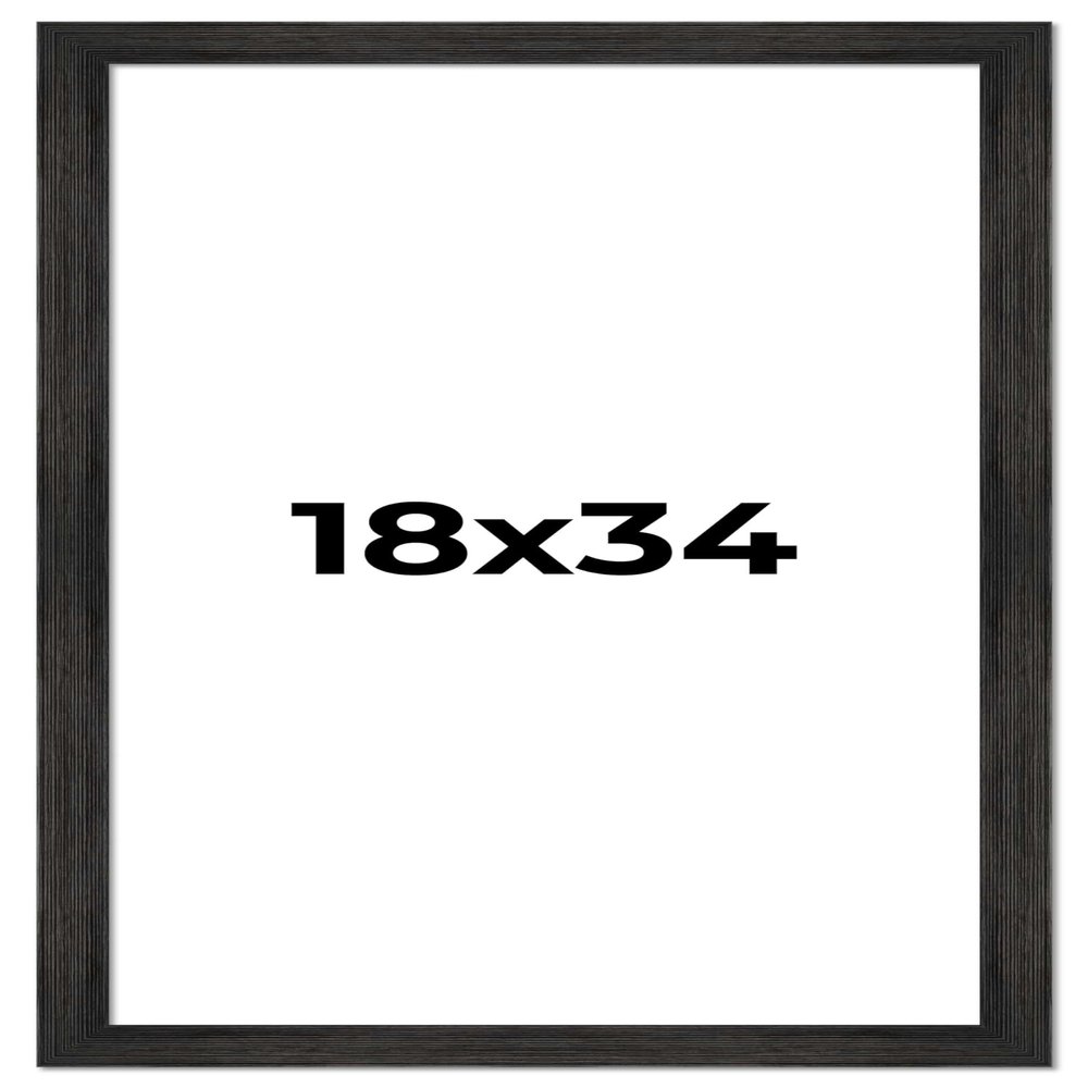 CountryArtHouse 18x34 Frame Black Barnwood Picture Frame Includes UV Acrylic Plexiglass, Acid Free Foam Backing Board and Hanging Hardware