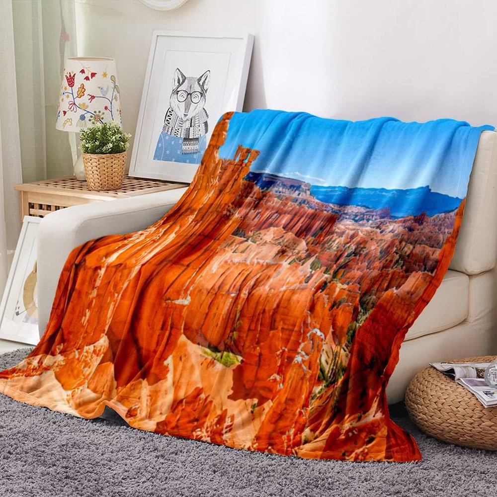 Svnthqp National Park Flannel Throw Blanket Bryce Canyon Boulder Utah Warm Lightweight Cozy Blanket for Bedroom Living Rooms Sofa Couch 60x80 Inch