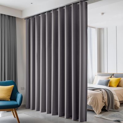 Hoeflife Room Divider Curtains Blackout Floor to Ceiling Curtain with Hook Wall Mount Sliding Door Curtains Ceiling Mount Extra Wide Curtain Wall Divider for Room Separation (Grey, W120 x H84 Inch)