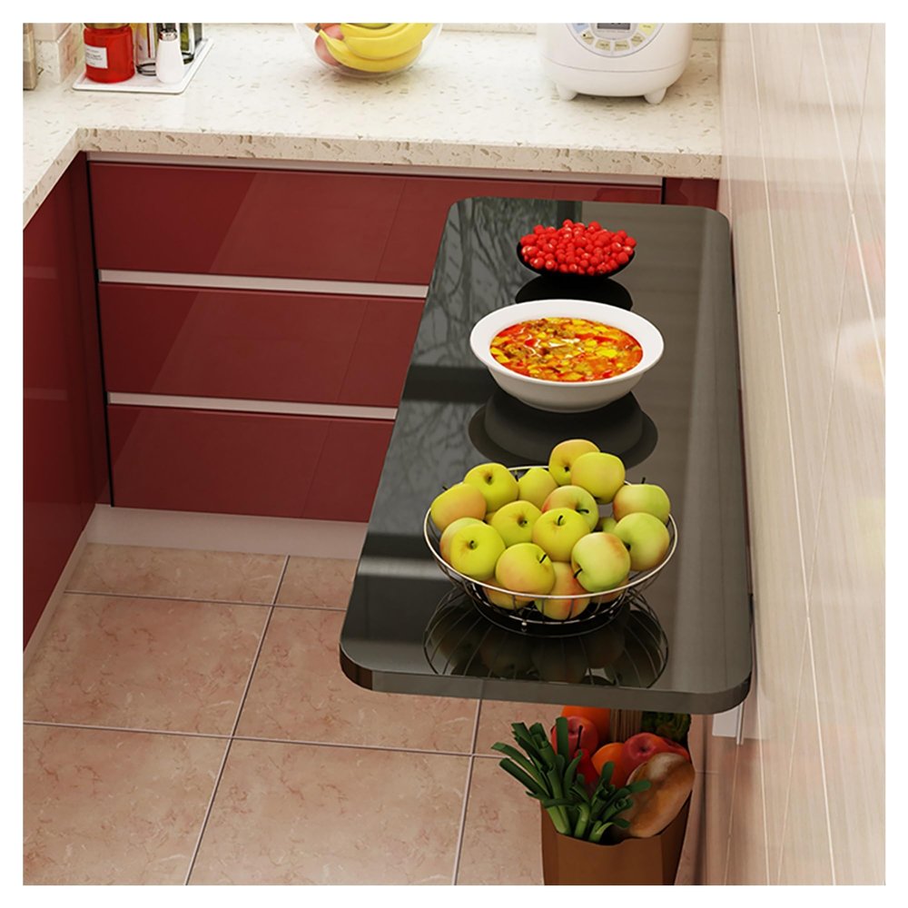 Laundry Floating Folding Table, Wood Wall Mounted Folding Table, fold down table, Folding Kitchen Table, Drop Leaf Dining Stable Sturdy Table With Bracket, Wall Shelf Computer Desks Workstations ( Col