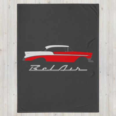 JG Infinite 1956 Chevy Bel Air Red Antique Car Collector Cars 56 Belair Throw Blanket