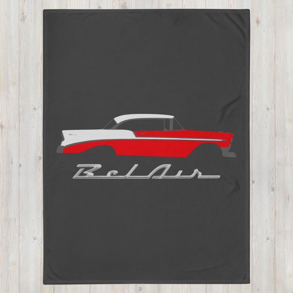 JG Infinite 1956 Chevy Bel Air Red Antique Car Collector Cars 56 Belair Throw Blanket