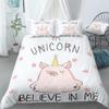REALIN Moon Universe Unicorn Pig Decoration Bedding Unicorn Pig Duvet Cover Set Girl Boy Kids Bed Sets 2/3/4PCS Quilt Covers/Sheets/Pillow Shams,Twin/Full/Queen/King (C,Queen-228x228cm-3PCS) view 2
