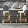ANram Barstool, Bar Stools Set of 2 Velvet Bar Chairs with Backrest for Breakfast Bar, Counter, Kitchen and Home Barstools view 2