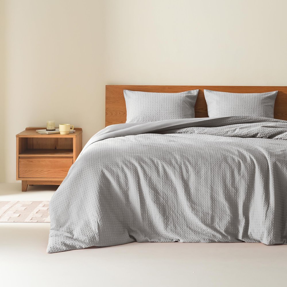 Comfort Spaces Light Grey King Duvet Cover Set - 3 Pieces Breathable Dotted Weave Texture Duvet Sets, Modern Farmhouse Boho Duvet Cover & Sham, All Season Microfiber King Bed Set, King/Cal King