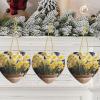 Christmas Heart Shaped Hanging Ornament Potted Daffodils Personalized Xmas Ceramic Pendant Crafts Indoor Hanging Ornament for Farmhouse Christmas Tree Holiday Decoration view 1