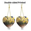 Christmas Heart Shaped Hanging Ornament Potted Daffodils Personalized Xmas Ceramic Pendant Crafts Indoor Hanging Ornament for Farmhouse Christmas Tree Holiday Decoration view 2