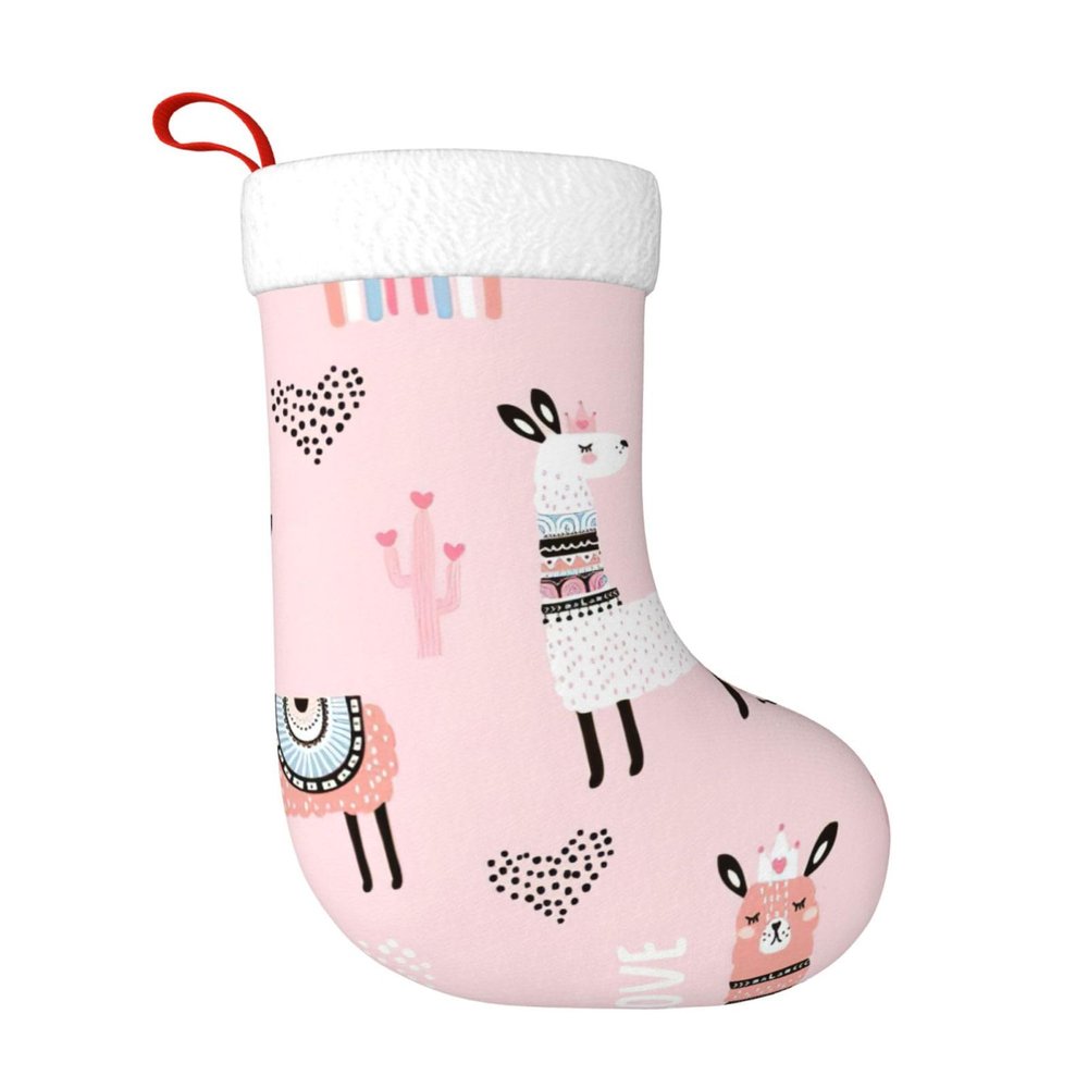 WURTON Christmas Stocking Llama Xmas Stocking for Party Decor Family Holiday Hanging Stocking