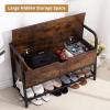 FIORIOM Shoe Storage Bench, Entryway Bench with Lift Top Storage Box, Industrial Style Shoe Storage Organizer, Shoe Bench Rack for Entryway, Hallway, Bedroom, Living Room view 4