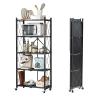 BRIAN & DANY 5-Tier Foldable Storage Shelves with Wheels, Folding Metal Rack Shelving Unit, Heavy Duty No Assembly Organizer Shelf for Garage, Kitchen, Basement, Pantry, Black view 1