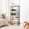 BRIAN & DANY 5-Tier Foldable Storage Shelves with Wheels, Folding Metal Rack Shelving Unit, Heavy Duty No Assembly Organizer Shelf for Garage, Kitchen, Basement, Pantry, Black view 2