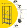 BRIAN & DANY 5-Tier Foldable Storage Shelves with Wheels, Folding Metal Rack Shelving Unit, Heavy Duty No Assembly Organizer Shelf for Garage, Kitchen, Basement, Pantry, Black view 4