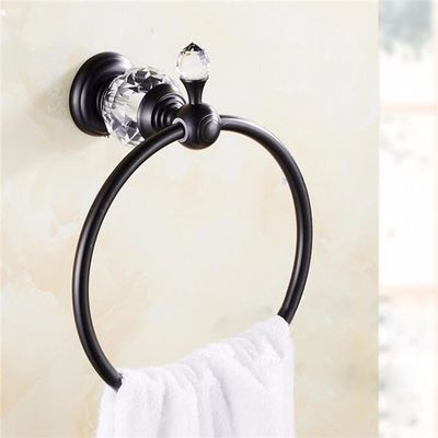 GROWBY Bathroom Hardware Set Crystal and Brass Towel Rack Paper Holder Towel Bar Corner Shelf Toilet Brush Holder Bathroom Accessories,Towel Ring