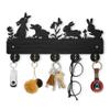 MAYJOYDIY Bunny Meadow Flower Coat Rack 11.87.2inch Wood 4 Rabbits Key Holder for Wall Rabbits Butterfly Wildflower Carrot Key Hanger 5 Alloy Hooks Key Rack for Farmhouse Gift Entryway Art Decor view 1