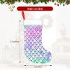 WURTON Christmas Stocking Mermaid Scale Xmas Stocking for Party Decor Family Holiday Hanging Stocking view 4