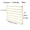 AETVRNI Metal Hanging Jewelry Display Rack/Organizer -5-Tiers Earring Display-Jewelry Display Stand-Jewelry Holder Organizer-Keychain Display-Metal Storage Shelves,Gold,L100xH80cm45 Hooks view 3