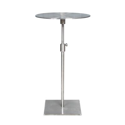 Modern Side Table, Pub Bar Table, Height Adjustable End Table 20" -28", Stainless Steel Side Table for Living Room, Dining Room, Cafe, Patio, Yard, Balcony, Stainless Steel Tabletop Thickness 5mm (Co