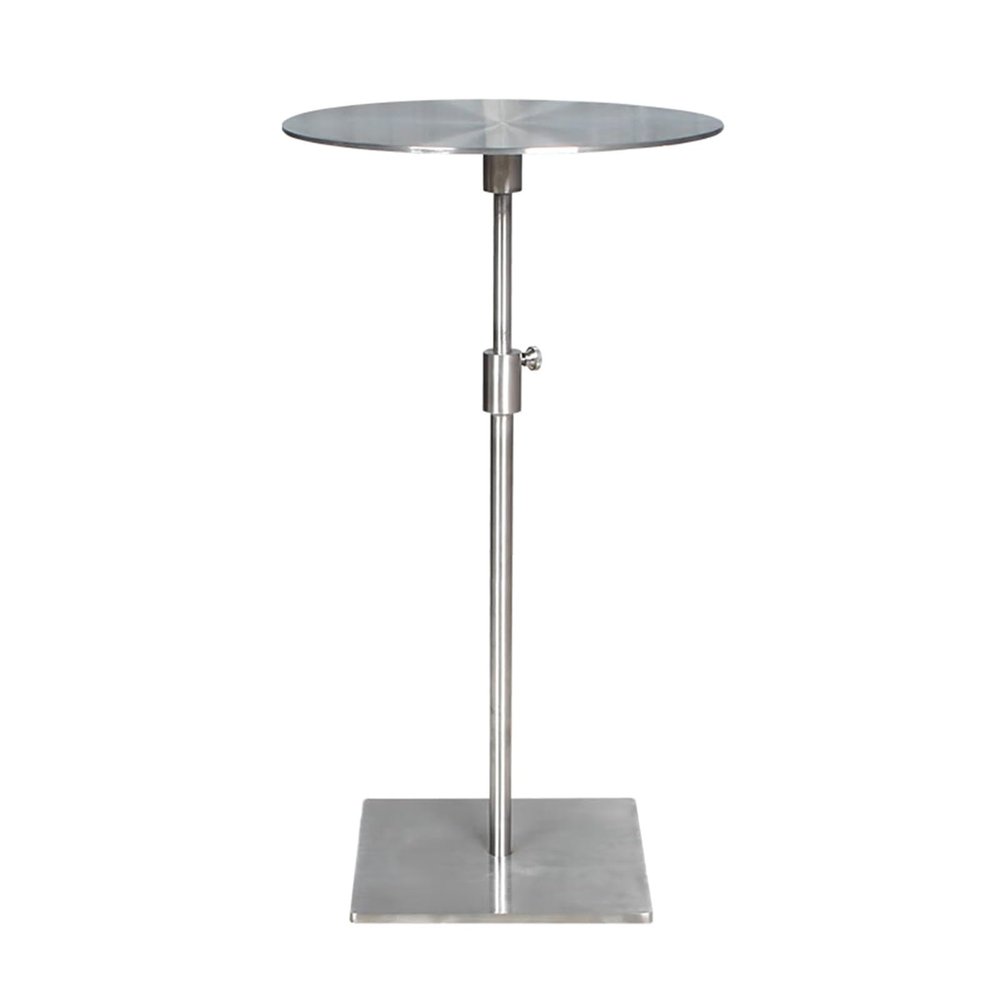 Modern Side Table, Pub Bar Table, Height Adjustable End Table 20" -28", Stainless Steel Side Table for Living Room, Dining Room, Cafe, Patio, Yard, Balcony, Stainless Steel Tabletop Thickness 5mm (Co