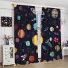 Cartoon Boys Outer Space CurtainKids Galaxy Rocket Colorful Universe Planet Solar System Nebula Space Themed Bedroom Decor Fantastic Curtain Fabric Polyester Set 2 Panels, 84x84 Inches view 4
