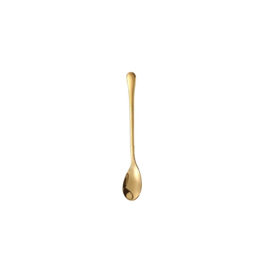 HEXEH Spoons Stainless Steel Coffee Spoon Long Handle Spoon Ice Cream Dessert Spoon Fruit Spoon Stirring Milk Tea Spoon Dessert Spoon (Color : Gold, Size : Small)