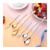 HEXEH Spoons Stainless Steel Coffee Spoon Long Handle Spoon Ice Cream Dessert Spoon Fruit Spoon Stirring Milk Tea Spoon Dessert Spoon (Color : Gold, Size : Small) view 3