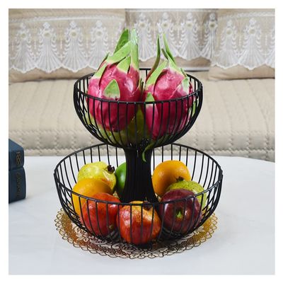Fruit Basket Fruit Bowl Countertop 2 Tier Fruit Bowl, Large Countertop Metal Fruit Basket For Kitchen Counter, Fruit Storage Racks Fruit Holder For Vegetables, Snacks Fruit Dish Fruit Tray Fruit Holde