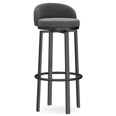Guyifuny Bar Stools Swivel Counter Chairs for Kitchen Islands Breakfast Bar Stools with Backrest &Black Metal Legs High Stool, 25.6'' H,Grey