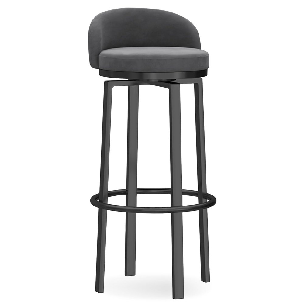 Guyifuny Bar Stools Swivel Counter Chairs for Kitchen Islands Breakfast Bar Stools with Backrest &Black Metal Legs High Stool, 25.6'' H,Grey
