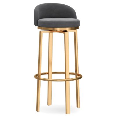 Guyifuny Kitchen Breakfast Bar Chairs, Counter Chairs High Stools for Kitchen Island/Home Bar Swivel Velvet Upholstered Seat,Grey,25.6in
