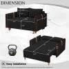 Deolme 3 in 1 Convertible Sleeper Sofa Couch Bed, Velvet Loveseat Sofa with Hidden Stoarge Box & Side Pockets, Comfy Pull Out Bed for Living Room, Bedroom, Office (Black) view 2