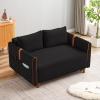 Deolme 3 in 1 Convertible Sleeper Sofa Couch Bed, Velvet Loveseat Sofa with Hidden Stoarge Box & Side Pockets, Comfy Pull Out Bed for Living Room, Bedroom, Office (Black) view 4