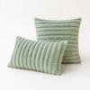 GYROHOME Faux Fur Plush Throw Pillow Covers Soft Striped Square Decorative Farmhouse Cushion Covers for Sofa Couch Living Room, Pack of 2, 18x18inch, Light Green view 1