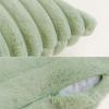 GYROHOME Faux Fur Plush Throw Pillow Covers Soft Striped Square Decorative Farmhouse Cushion Covers for Sofa Couch Living Room, Pack of 2, 18x18inch, Light Green view 2