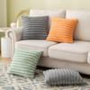 GYROHOME Faux Fur Plush Throw Pillow Covers Soft Striped Square Decorative Farmhouse Cushion Covers for Sofa Couch Living Room, Pack of 2, 18x18inch, Light Green view 4