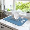 Blue Coffee Maker Mats, 19x12" Absorbent Hide Stain Bar Mat with Non-Slip Rubber Backed, Large Dish Drying Mat for Kitchen Counter, Easy Clean Quick Drying-Mat for Coffee Machine Dish Rack view 2