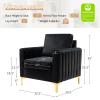 HULALA HOME Velvet Accent Chairs Set of 2 with Gold Metal Legs, Black view 2