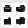 HULALA HOME Velvet Accent Chairs Set of 2 with Gold Metal Legs, Black view 3