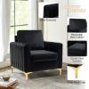 HULALA HOME Velvet Accent Chairs Set of 2 with Gold Metal Legs, Black view 4