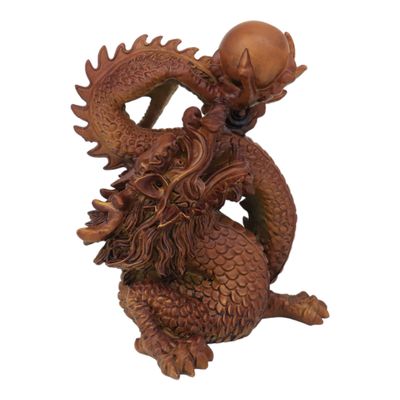6 Inch Wooden-Like Feng Shui Chinese Imperial Dragon Statue