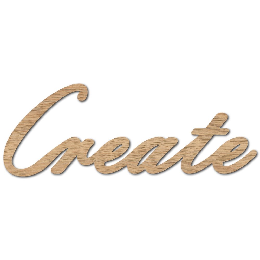 CREATCABIN Create Laser Cut Wood Letter Sign Wall Decor Cutouts Unfinished Wooden Signs Wall Art Basswood Hanging Sculpture Decoration for Painting Crafts DIY Home Bedroom Decor Gift 11.8x4.7Inch