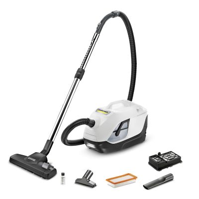 Karcher Krcher Vacuum Cleaner DS 6 - with Water Filter incl. Accessories (650W, Range 10.2 m, 2.1 m Hose, 3 nozzles, Filter), White Us, 1.195-250.0