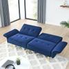 78" Italian Velvet Futon Sofa Bed, Convertible Sleeper Loveseat Couch with Folded Armrests and Storage Bags for Living Room and Small Space, Navy 280g Velvet view 4