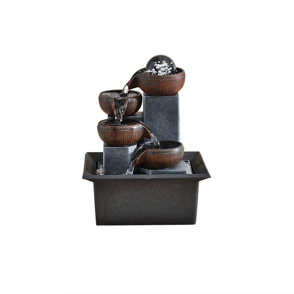 Waterfall Fountain Indoor Small Running Water Fountain Living Room Desktop Circulating Water Decoration Office Decoration Resin Desktop Fountain Decoration Table Top Water Fountain Indoor