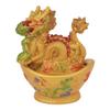 Feng Shui Import 5 Inch Colorful Chinese Dragon on Big Ingot view 1