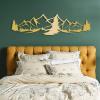 Metal Mountain Wall Art, Mountain Metal Wall Decor, Mountain Forest Metal Decor, Mountain Range View Metal Wall Art, Large Metal Wall Art, Metal Wall Decor for Living Room, Wall Hanging (59x16 inches / 150x40 cm, Gold) view 1