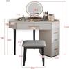 Rieort Makeup Table Adjustable Brightness Mirror Vanity Benches with 2 Drawers Vanity Desk Padded Stool Home Vanity Table Set view 2