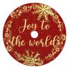 Joy to The World Christmas Tree Mat Red Gold Green Ball Merry Christmas Tree Skirts Custom Xmas Tree Ornaments for New Year Party Indoor Holiday Tree Ornaments 36"x36" view 2