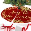 Joy to The World Christmas Tree Mat Red Gold Green Ball Merry Christmas Tree Skirts Custom Xmas Tree Ornaments for New Year Party Indoor Holiday Tree Ornaments 36"x36" view 4